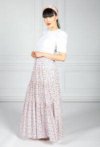 Rose Pink Blossom Print Skirt