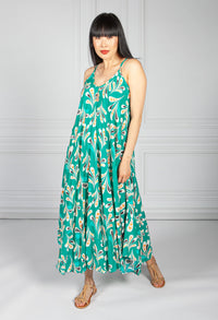 Emerald Abstract Print Maxi Dress