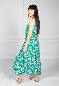 Emerald Abstract Print Maxi Dress