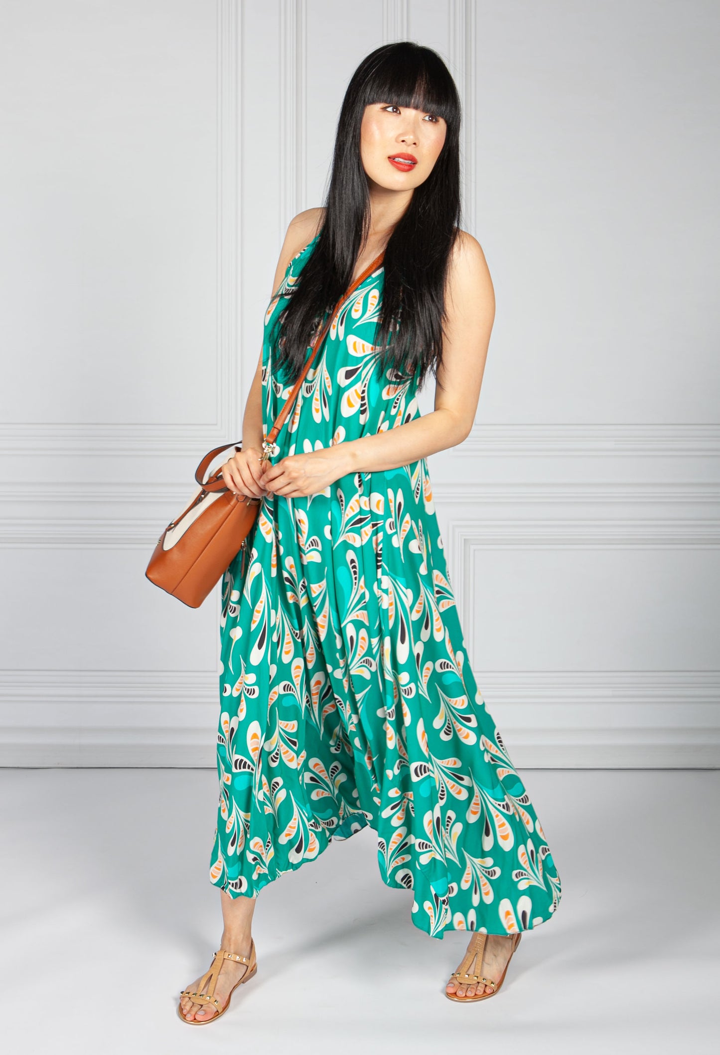 Emerald Abstract Print Maxi Dress