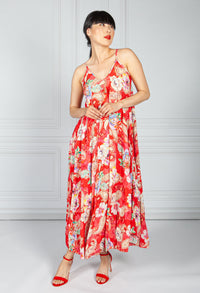 Floral Print Maxi Dress in Ruby Mix