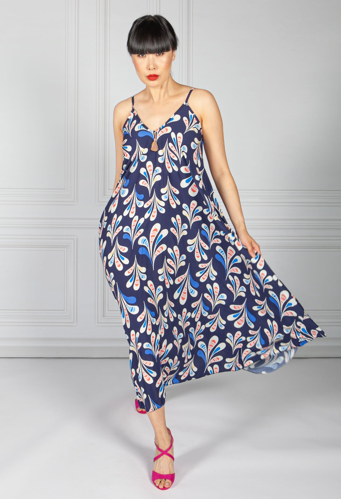 Midnight Abstract Print Maxi Dress