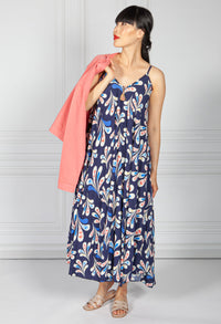 Midnight Abstract Print Maxi Dress