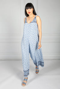 Blue Trapeze Style Jumpsuit