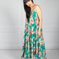 Emerald Green Abstract Print Maxi Dress