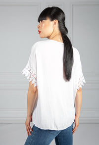 Brilliant White Lace Trim Blouse