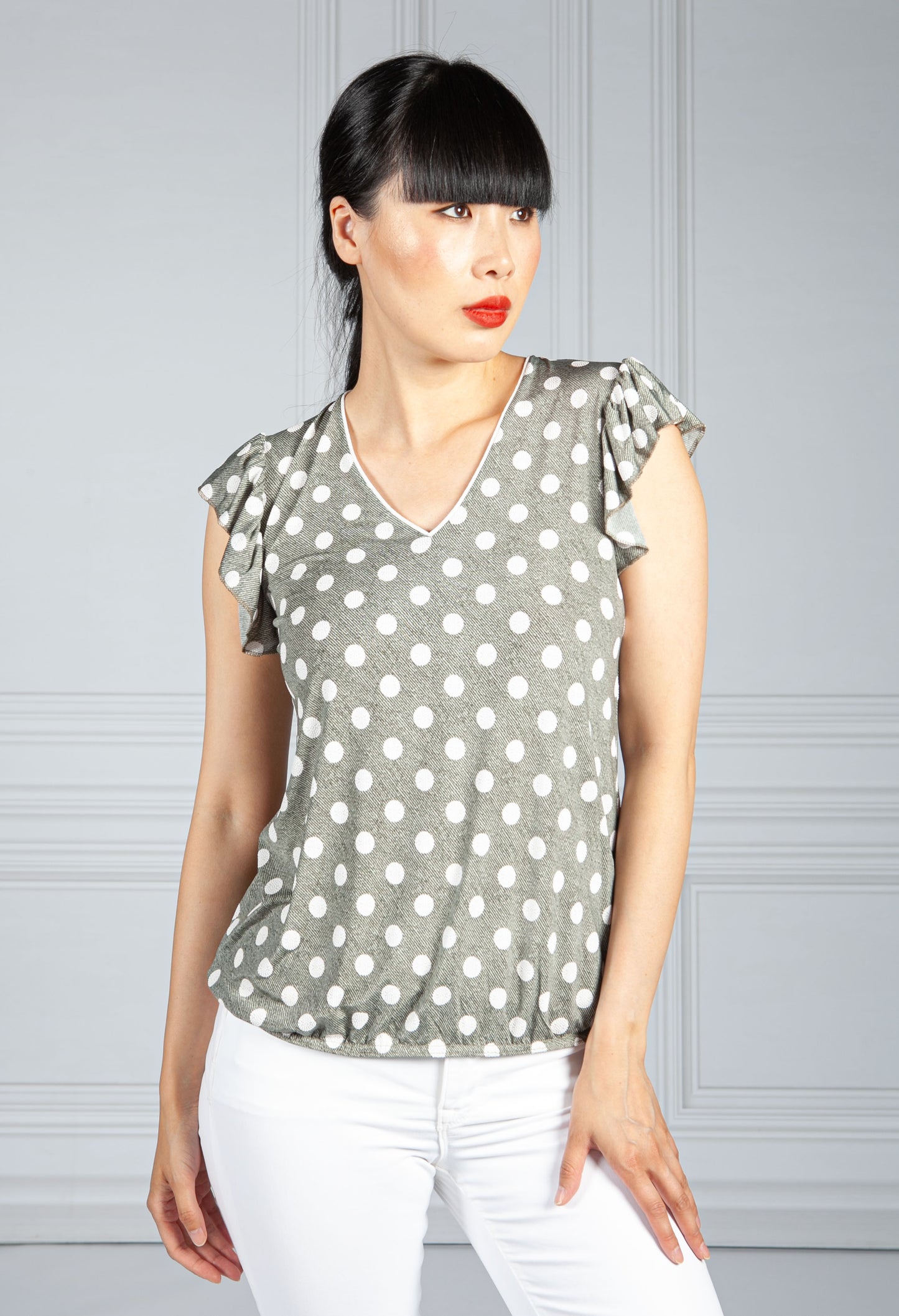 Light Khaki Polka Dot Top