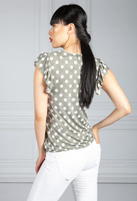 Light Khaki Polka Dot Top