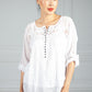 White Button Down Embroidered Blouse