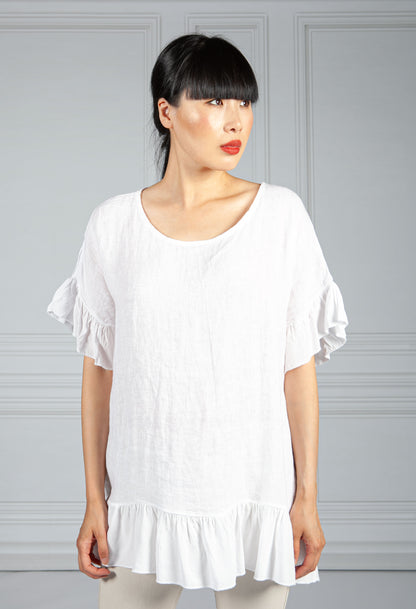 White Linen Relaxed Top