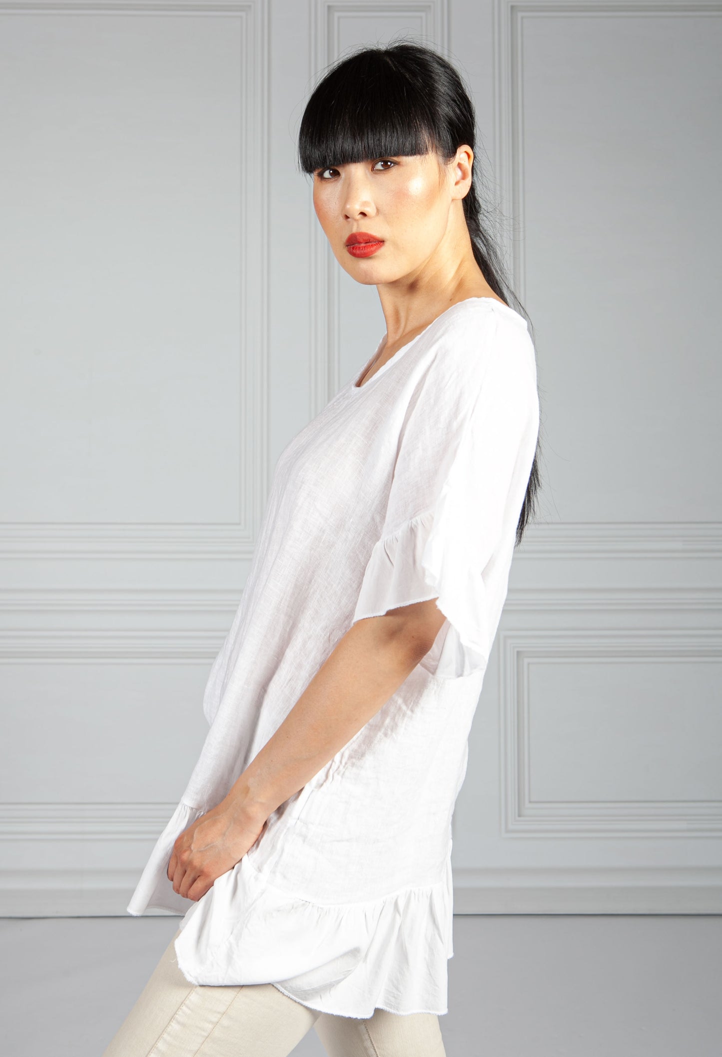 White Linen Relaxed Top