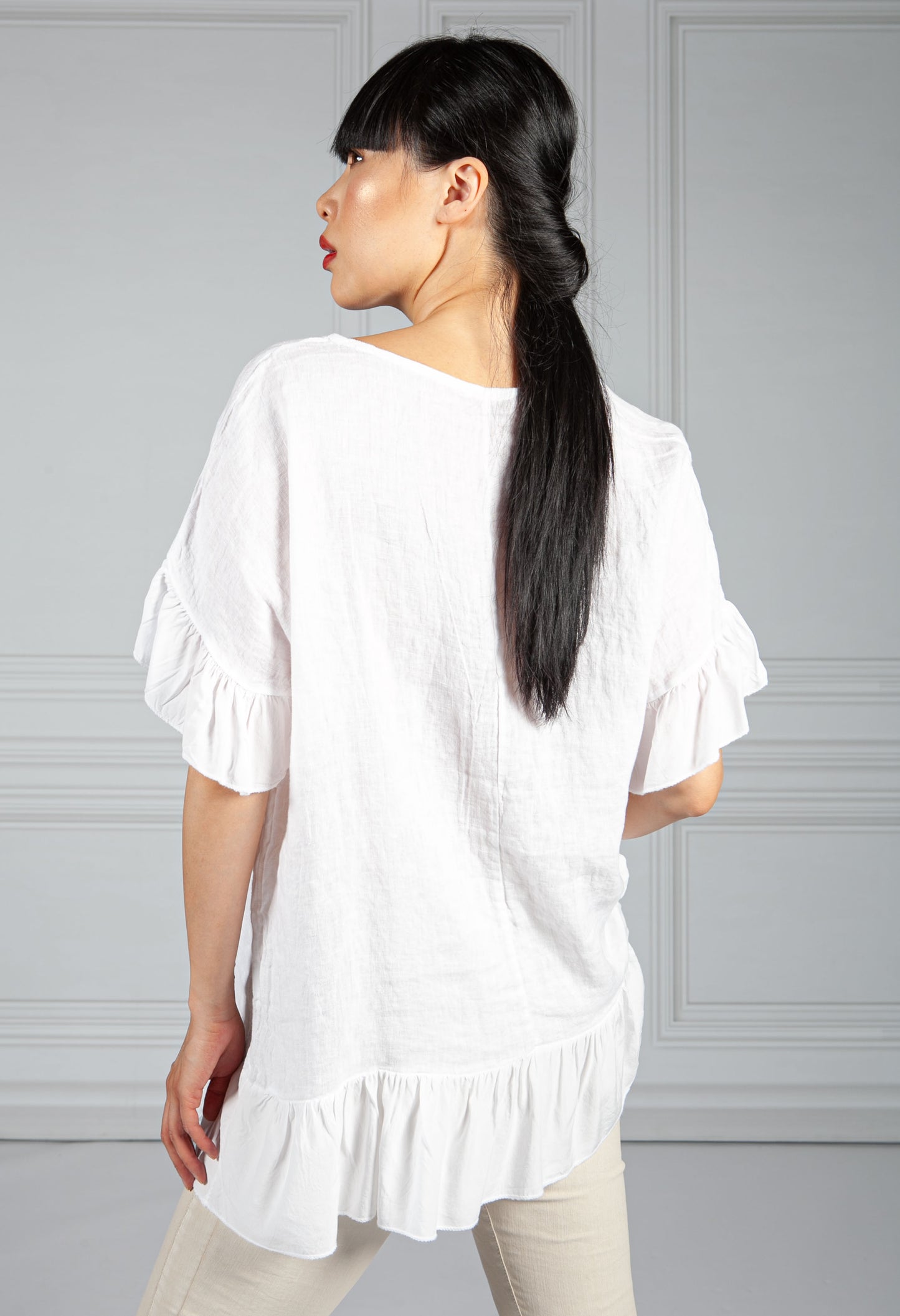 White Linen Relaxed Top