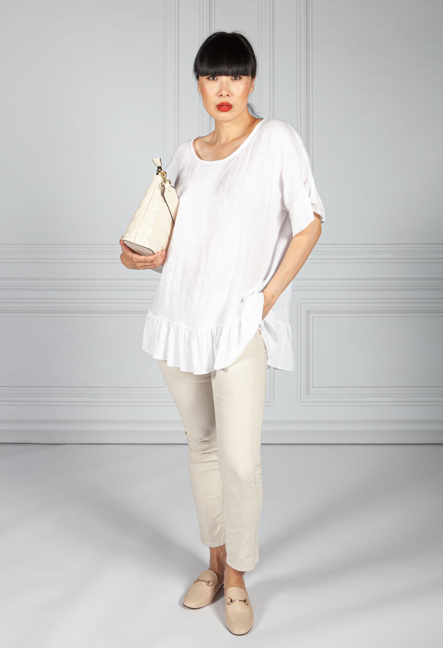 White Linen Relaxed Top