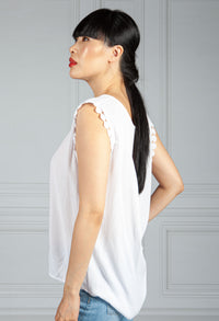 White Crepe Sleeveless Top-1