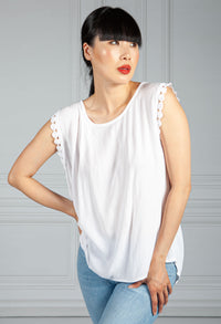 White Crepe Sleeveless Top-1