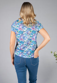 Violet Abstract Print Top