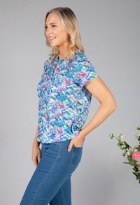 Violet Abstract Print Top