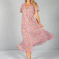 Button Through Flower Pop Dress in Pink