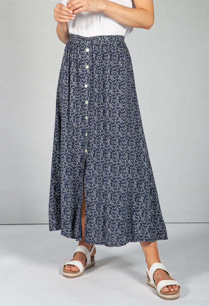 Mini Bloom Faux Button Down Skirt in Deep Navy-1