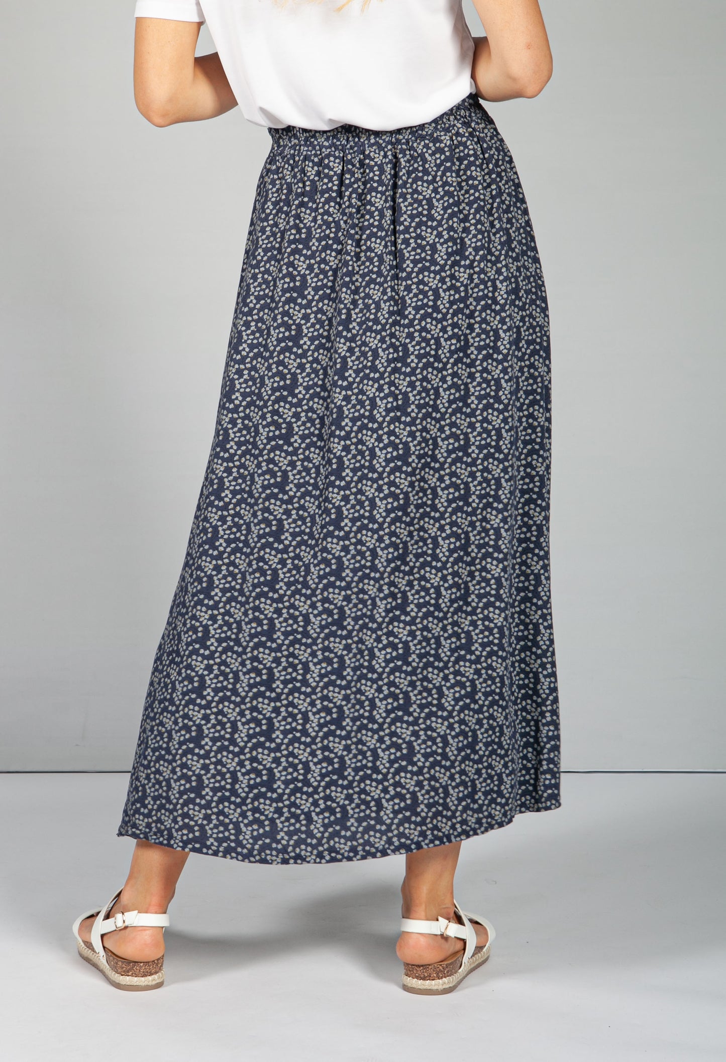 Mini Bloom Faux Button Down Skirt in Deep Navy-1