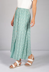 Mini Bloom Faux Button Down Skirt in Sage-1