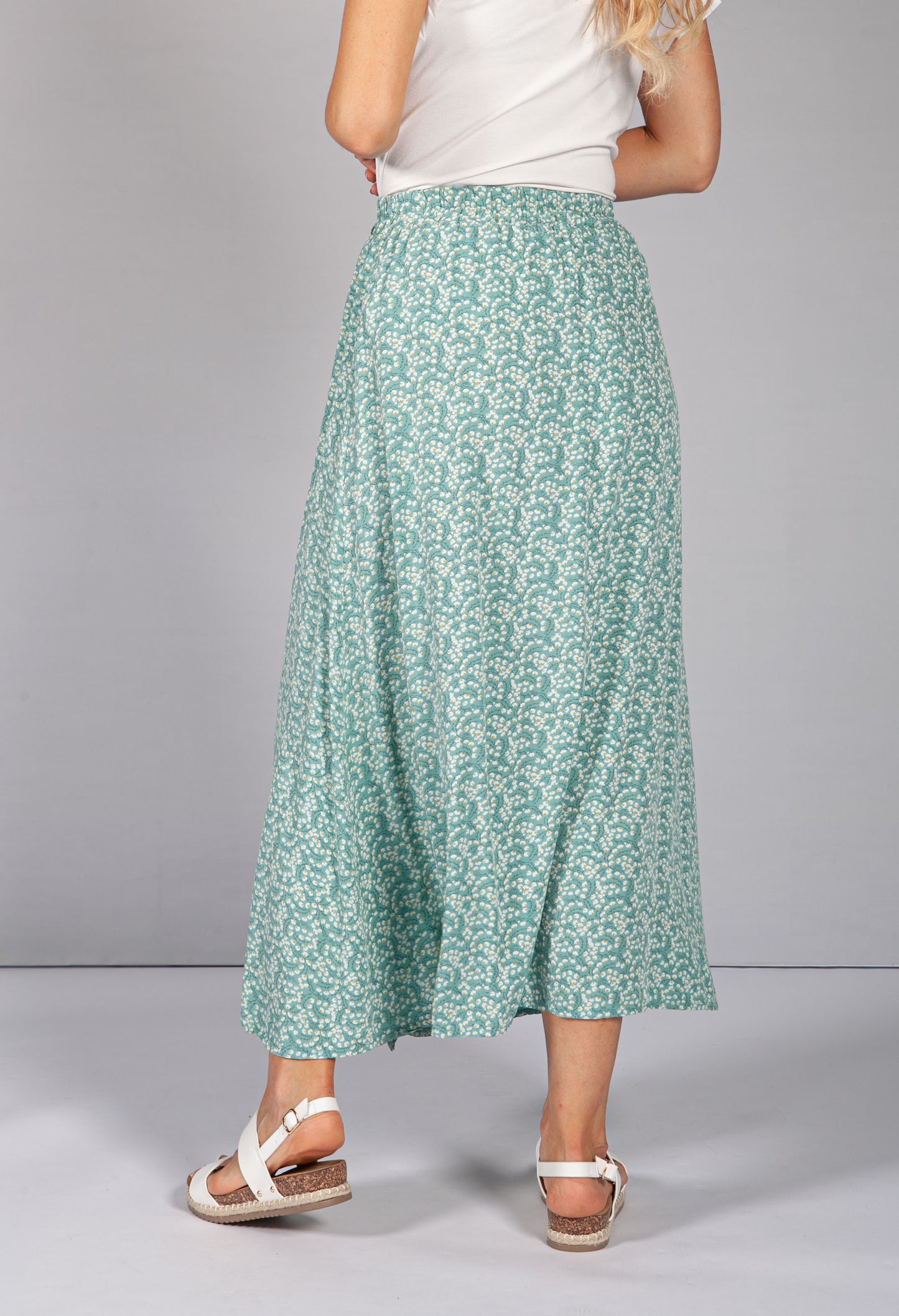 Mini Bloom Faux Button Down Skirt in Sage-1