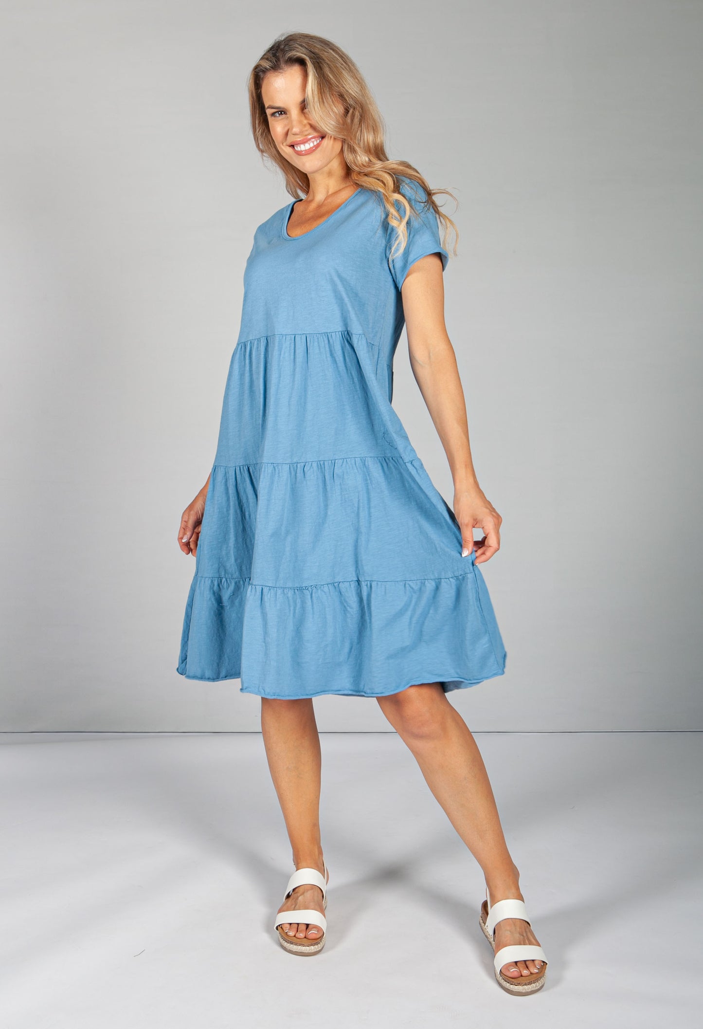 Cornflower Blue Tiered Dress