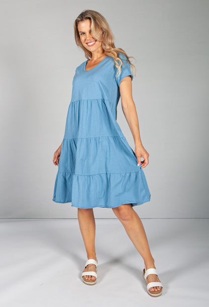 Cornflower Blue Tiered Dress