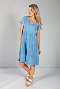 Cornflower Blue Tiered Dress