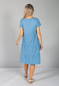 Cornflower Blue Tiered Dress