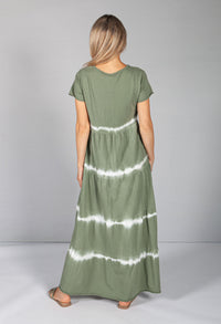 Tie Dye Tier Dress in Khaki