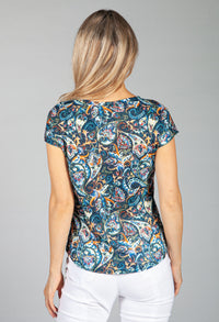 Navy Paisley Swirl Top