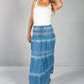 Multi-Wear Boho Denim Skirt with White Stitching