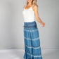 Multi-Wear Boho Denim Skirt with Tan Stitching