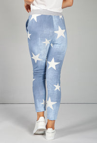 Mid Blue Star Design Joggers