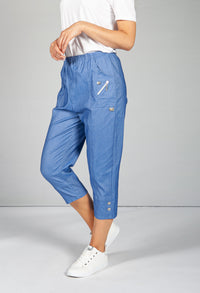 Cargo Style Cropped Pant in Faux Denim