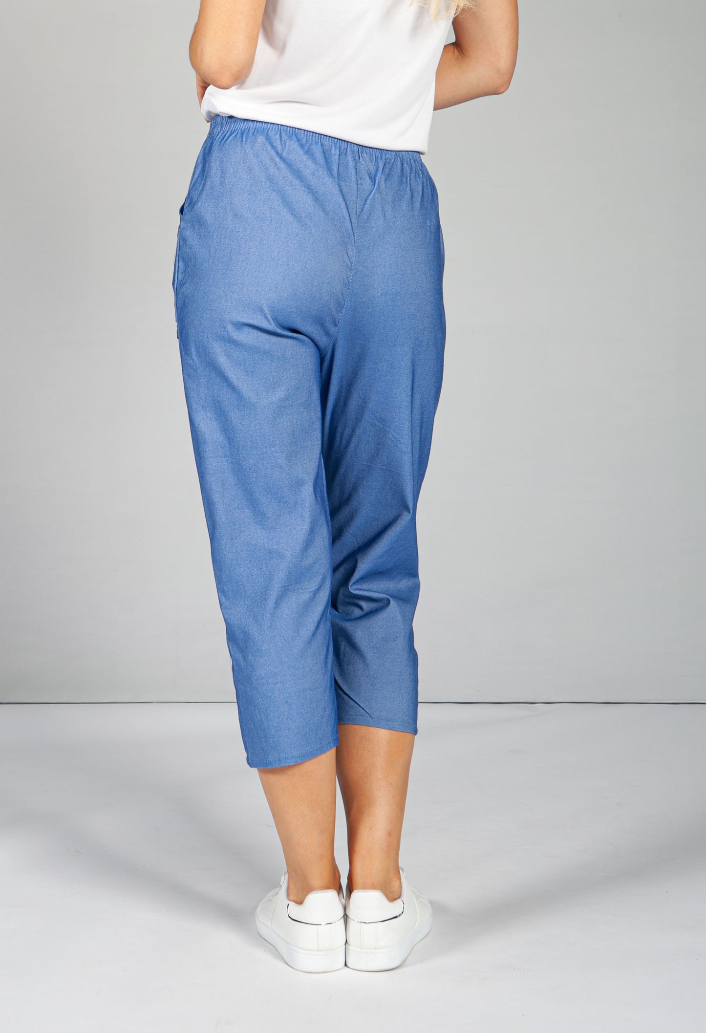 Cargo Style Cropped Pant in Faux Denim