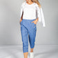 Cargo Style Cropped Pant in Faux Denim