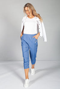 Cargo Style Cropped Pant in Faux Denim