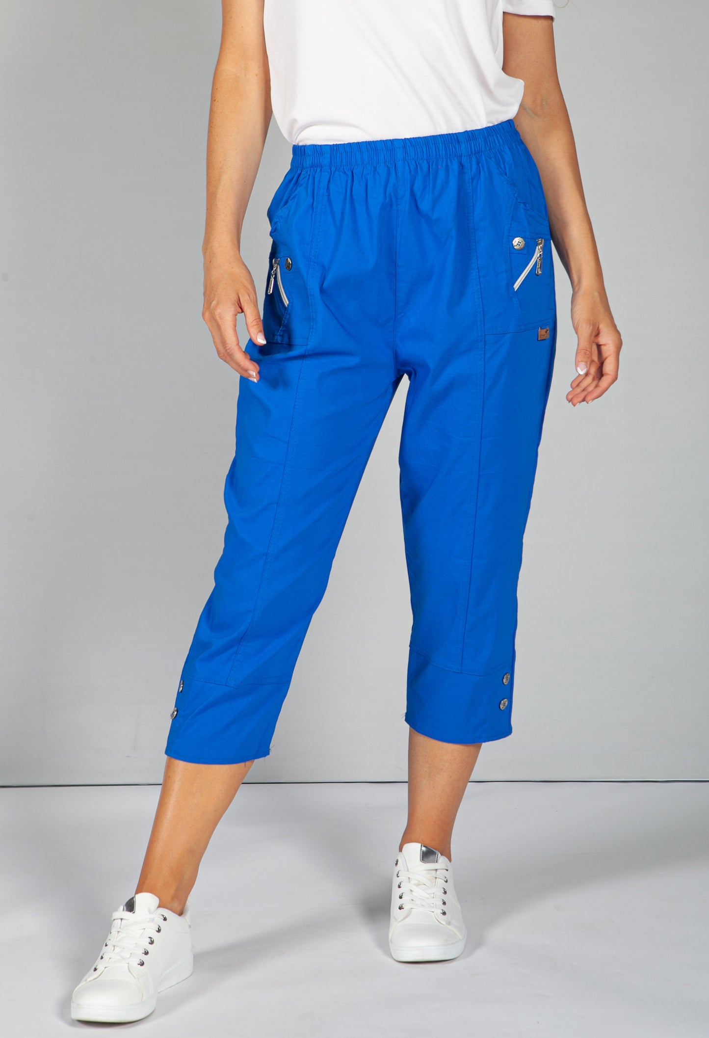 Cargo Style Capri Pant in Electric Blue