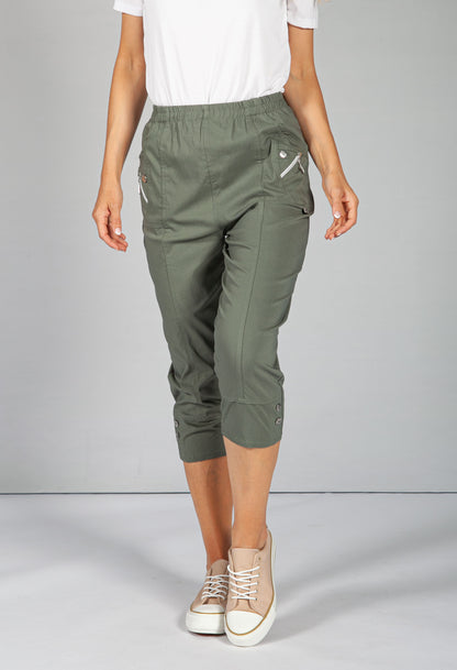 Cargo Style Capri Pant in Khaki