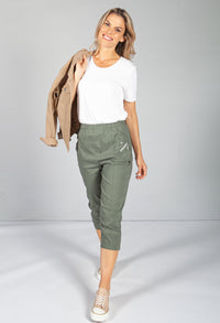 Cargo Style Capri Pant in Khaki