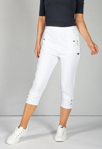 Cargo Style Capri Pant in White