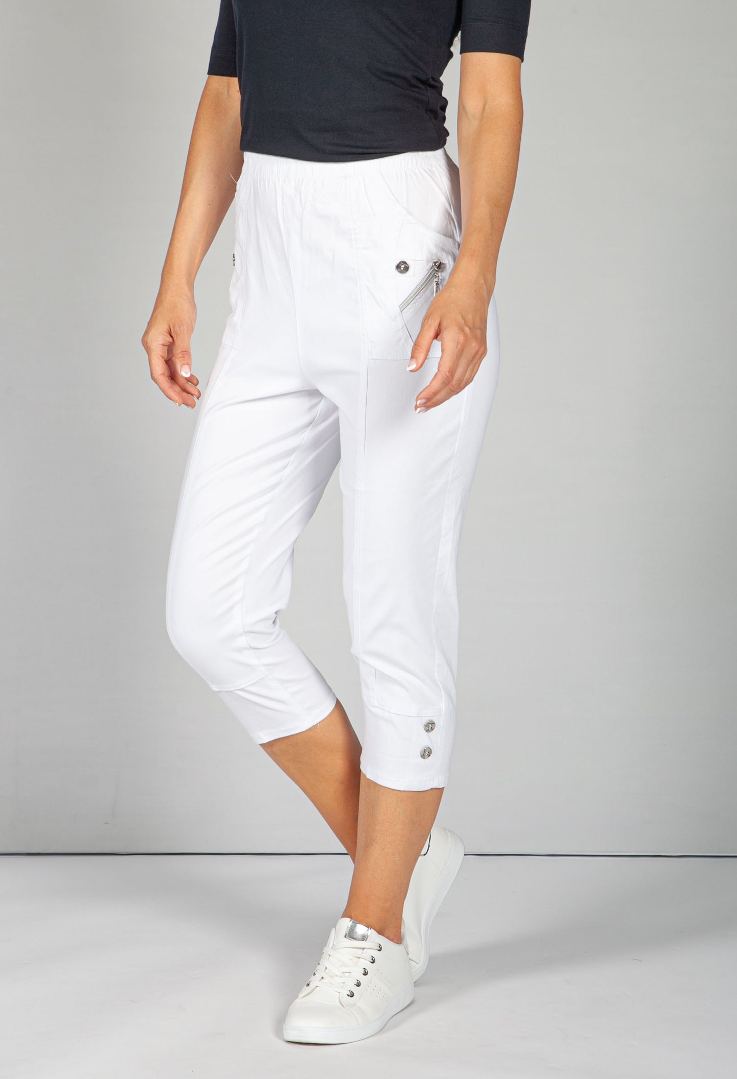 Cargo Style Capri Pant in White