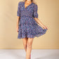 Navy Ditzy Print Ruffle Dress