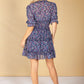 Navy Ditzy Print Ruffle Dress