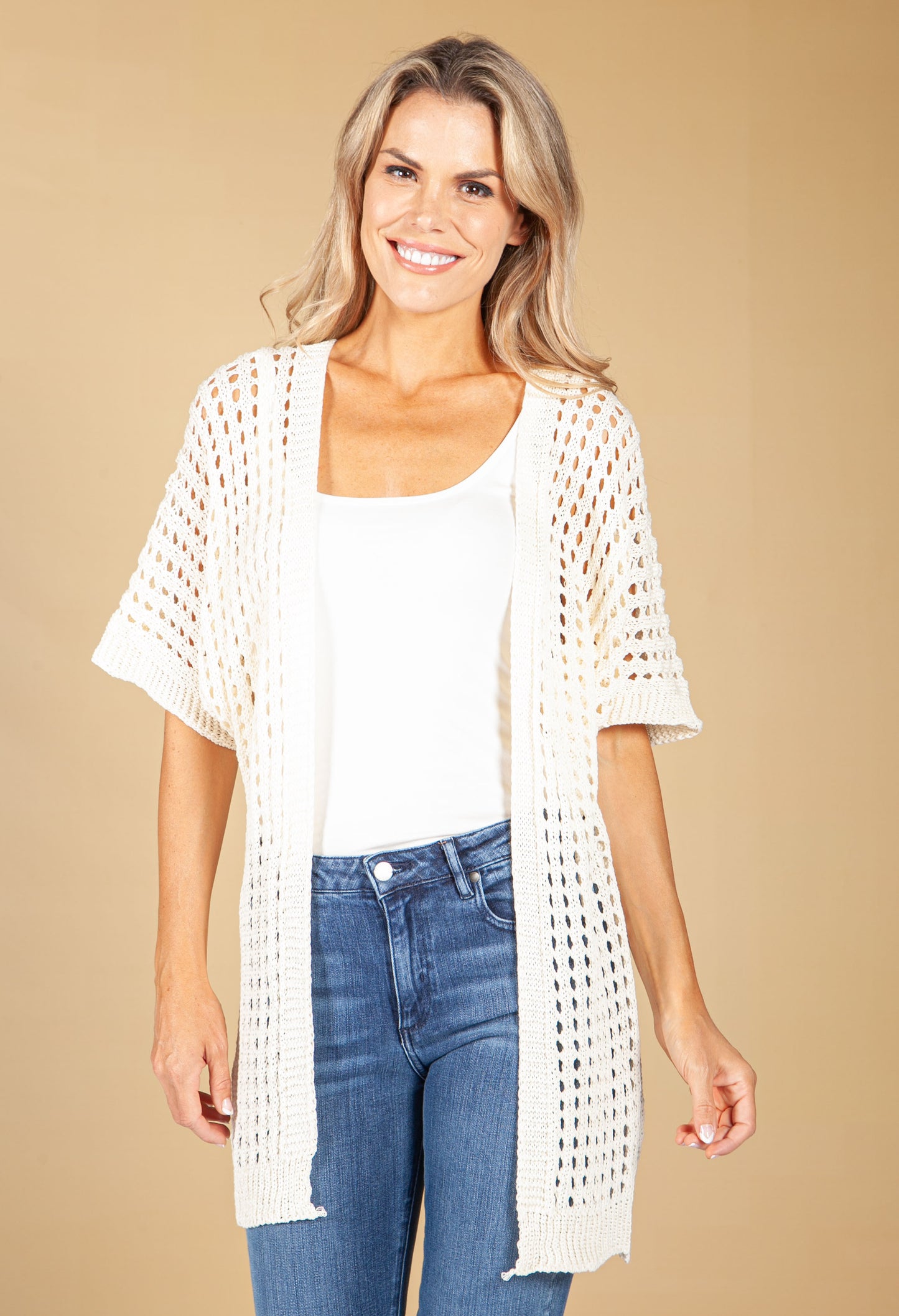 Cream Crochet Cardigan