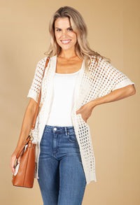 Cream Crochet Cardigan