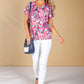 Fuchsia Floral Print Top with Necklace Detail