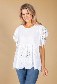 Frill Sleeve Blouse in White